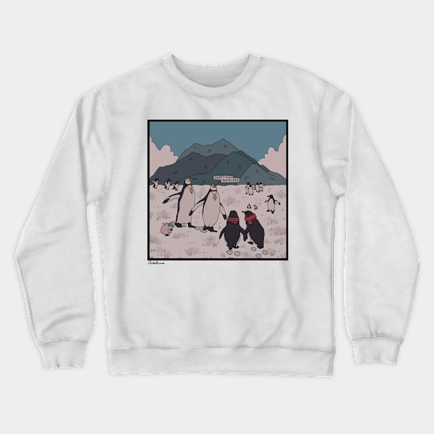 Traveling Penguins Crewneck Sweatshirt by greenishsapphire